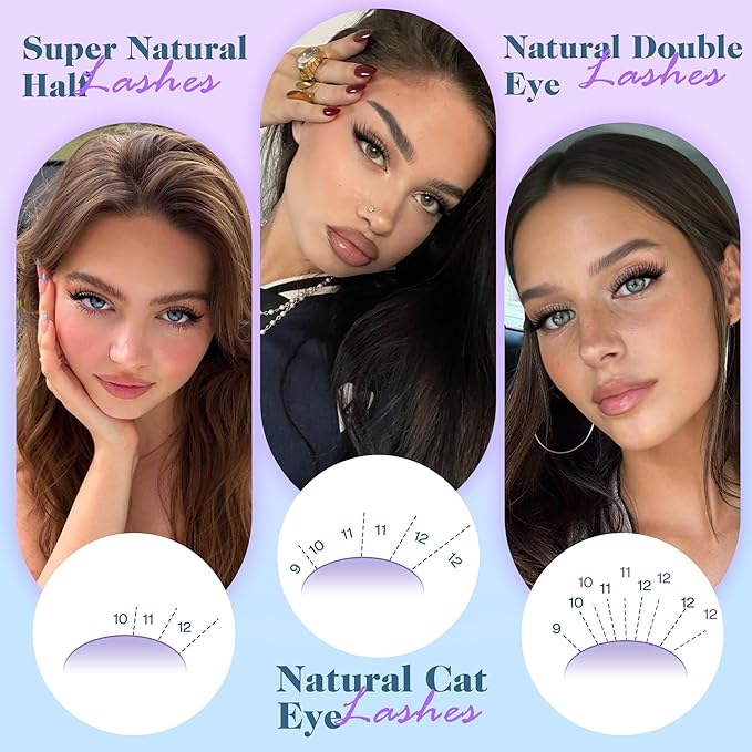 Natural Short Lash Clusters 9-12MM for Clean Eye Makeup Cluster Eyelash Extensions C-curly Wispy Eyelash Clusters Individual Lashes DIY Lash Extension at Home for Beginners by Newcally