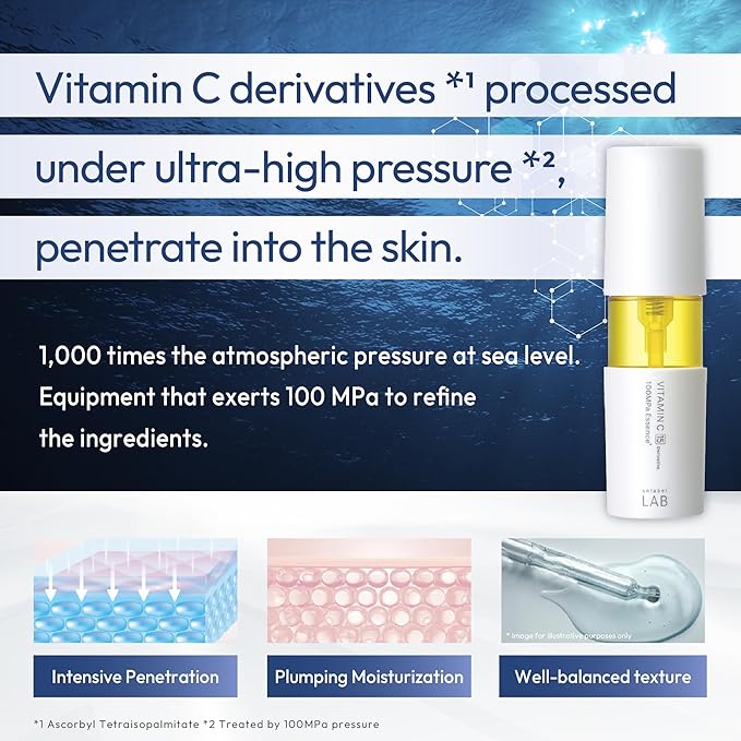unlabel LAB Vitamin C Brightening Serum, 50mL, Ultra-High-Pressured Vitamin C, Facial Essence for Visible Pore, Uneven skin tone, Fragrance Free, Made in Japan, J-beauty