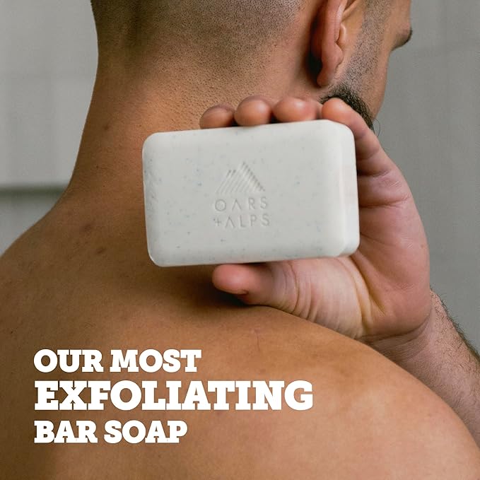 Oars + Alps Eucalyptus Superfoliant Exfoliating Bar Soap for Men, Deep Cleaning & Exfoliating Soap with Jojoba Beads, Made with Clean Ingredients, All Skin Types, Cruelty Free, 1pk, 6oz