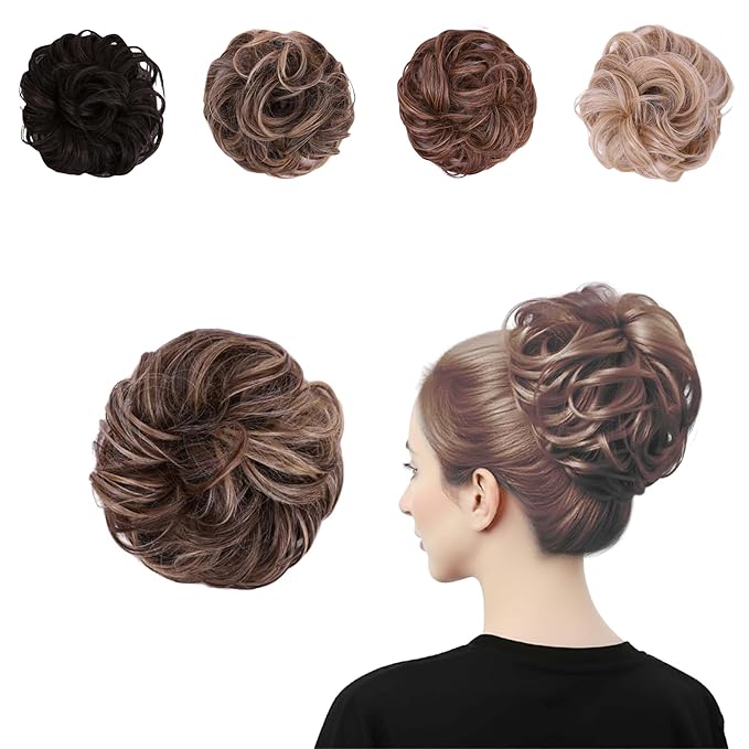 Juvabun Messy Bun 2.0 Brownish Blonde Messy Bun Hair Extension Lightweight Hair Bun Scrunchie for Women Casual Hairstyles
