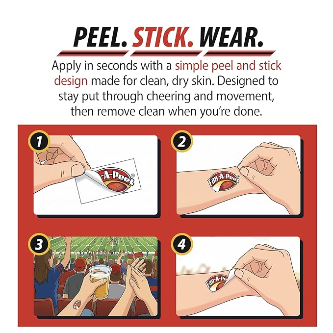 Fan-A-Peel Mississippi State Waterless Peel and Stick Temporary Tattoos, Metallic - Officially Licensed