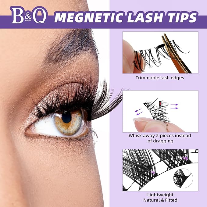 B&Qaugen Magnetic Eyelashes Manga Lashes 2 Pair Lashes Natural Look (CX02)