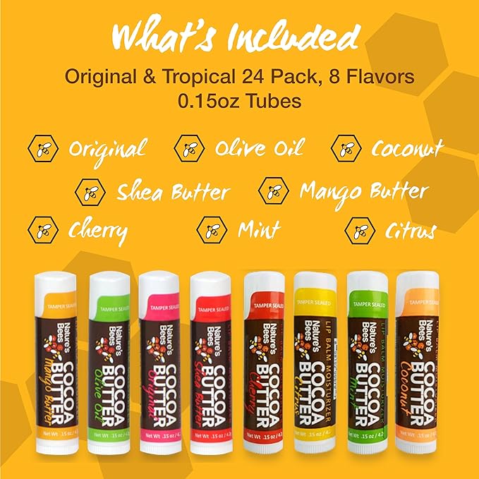 Nature's Bees 24 Pack Lip Balm,