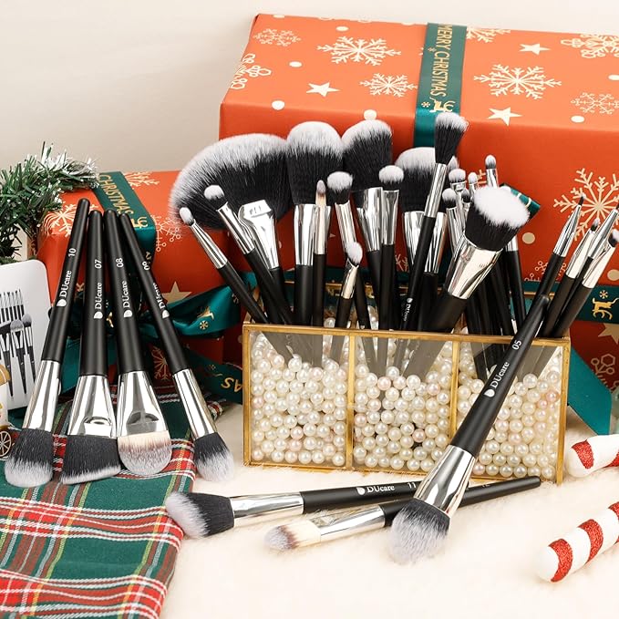 DUcare Makeup Brush Set Professional 32Pcs Make up Brushes Premium Synthetic Kabuki Foundation Blending Face Powder Blush Concealers Eye Shadows