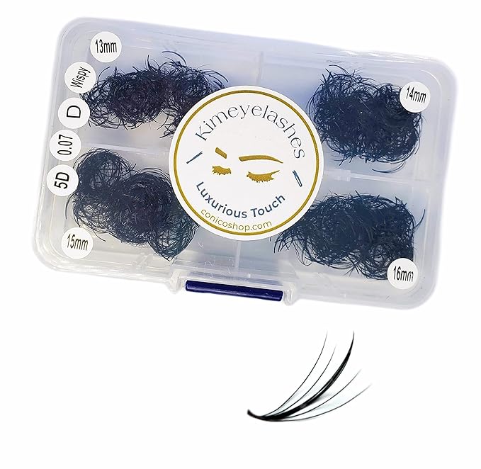 Wispy 1000 Premade volume fans Mixed 4 lengths 9-12 | 11-14 | 13-16 CC, D Curl Handmade eyelash extensions Spikes Russian volume lash promade fan 4D 5D 6D 10D (13mm - 16mm, 5D Wispy - 0.07 - D)
