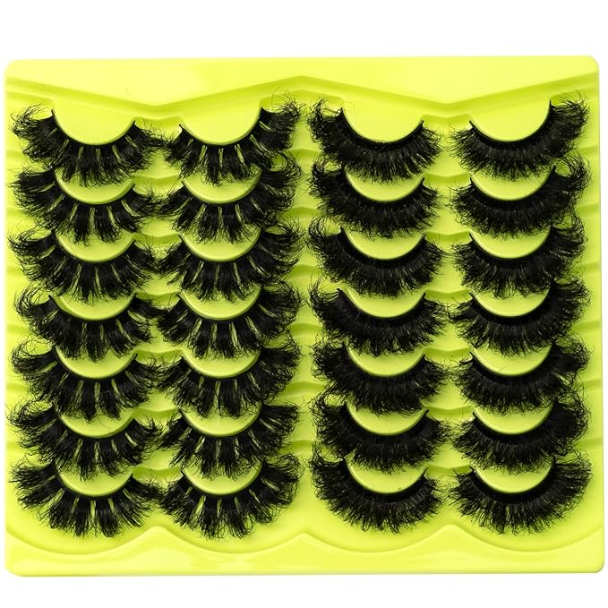 Mink Lashes Fluffy 20mm Stirps Lash 2 Styles Mixed Volume False Eyelashes 14 Pairs 8D Cat Eye Lashes D Curl Dramatic Soft Eyelash 25mm Big Long Lash Pack That Look Like Extensions