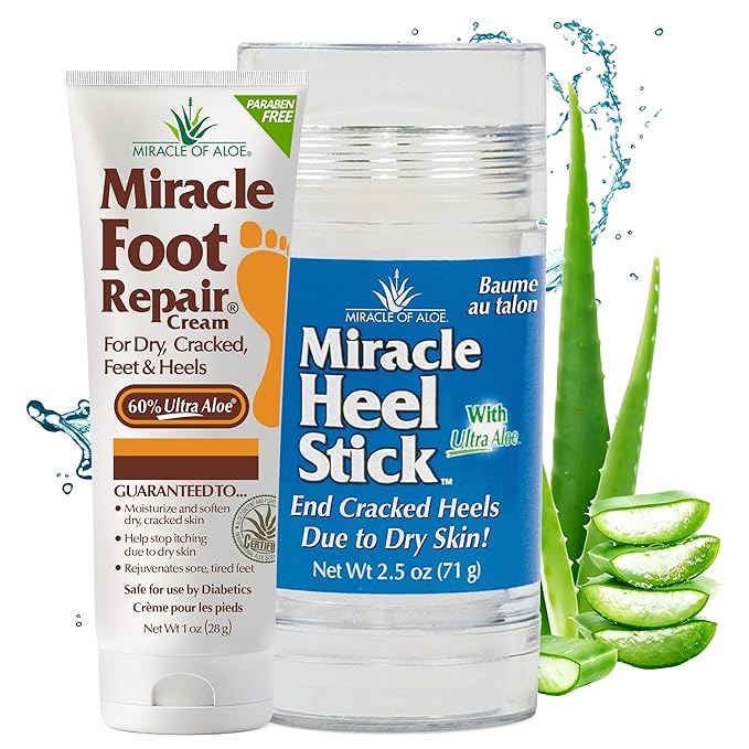 Heel Balm for Dry Cracked Feet – Miracle Heel Stick with Foot Repair Cream – Repairs Dry, Cracked Heels & Feet – Ultra Aloe Formula Moisturizes, Softens & Restores – Ideal for All Ages