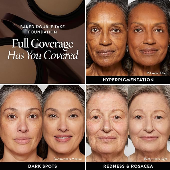 LAURA GELLER NEW YORK Baked Double Take Powder Foundation - Toffee - Buildable Medium to Full Coverage - Matte Finish