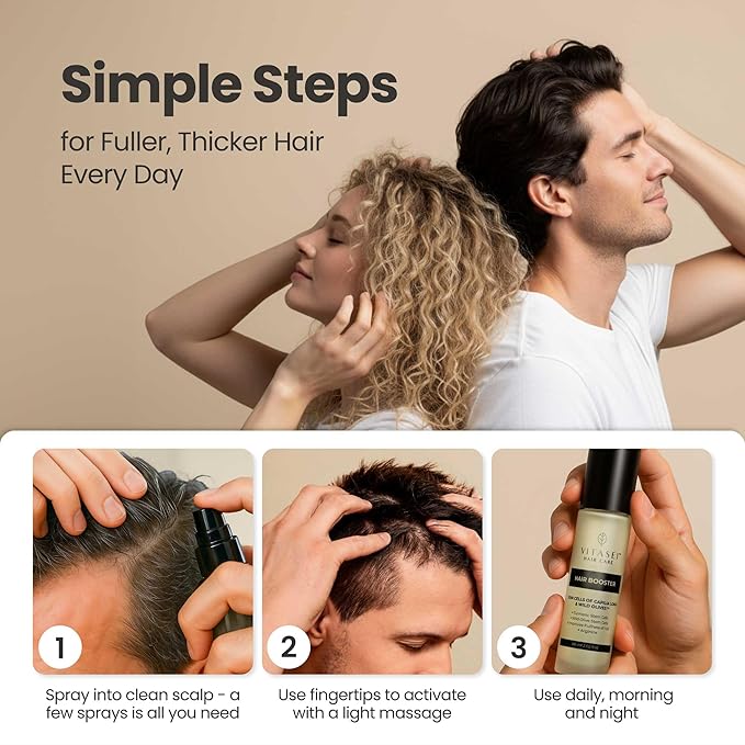 Vitasei Hair Booster 2 Fl Oz (2 Pack) – Revitalizing Serum with Capilia Longa, Wild Olive Stem Cells & Arginine – Peptide-Enriched Hair Tonic Supports Thicker, Stronger Hair – For Women & Men