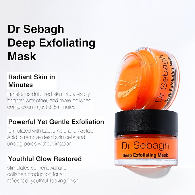 Dr Sebagh Deep Exfoliating Mask (1.7 fl oz) - Lactic Acid Exfoliating Face & Pore Cleansing - Azelaic Acid Detox for Clogged Pores Treatment - Anti-Aging Skin Mask for Radiance