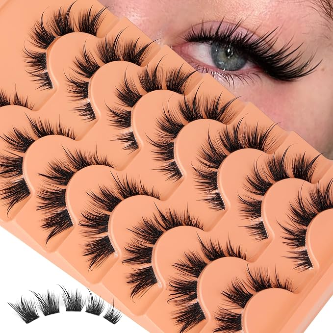 Eefofnn Lash Clusters Manga False Eyelashes Fox Eye Cluster Eyelash Extensions Wispy Individual Lashes Anime Eyelash Clusters Spiky C Curly Lash Extension 8-17mm Fake Lashes 7 Pairs Cluster Lashes