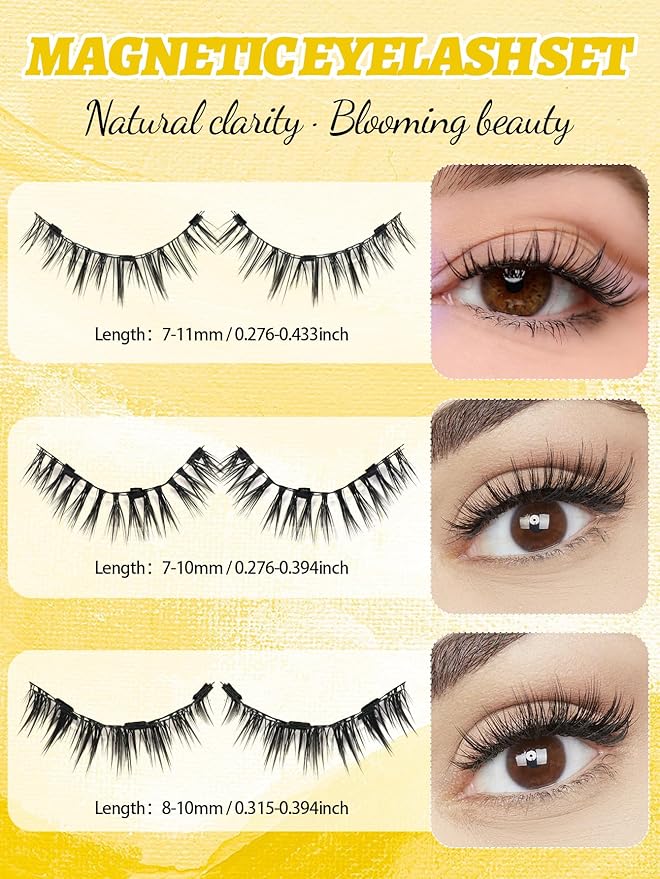 Magnetic Eyelashes with Applicator,Reusable Magnetic Lashes without Eyeliner, Glue-free False Lashes, Waterproof, Lightweight, Suit for Natural Makeup(Simple)