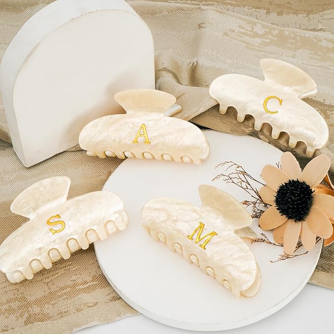 Valentines Day Birthday Gifts for Teens Girls - Initial Letter Hair Clips | Personalized Gifts | Personalized Hair Claws | Birthday Gifts for Women | Christmas Gifts for Teens Girls - Gold,L