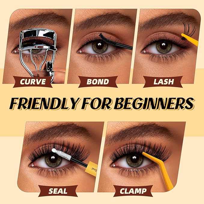 QUEWEL Lash Clusters, 280PCS 30+40D Lash Clusters Kit Mixed 2 styles 10-16mm, Thick Eyelash Clusters with Bond And Seal lashes clusters Glue and Lashes Tweezers Easy DIY at Home(D-30D+40D)