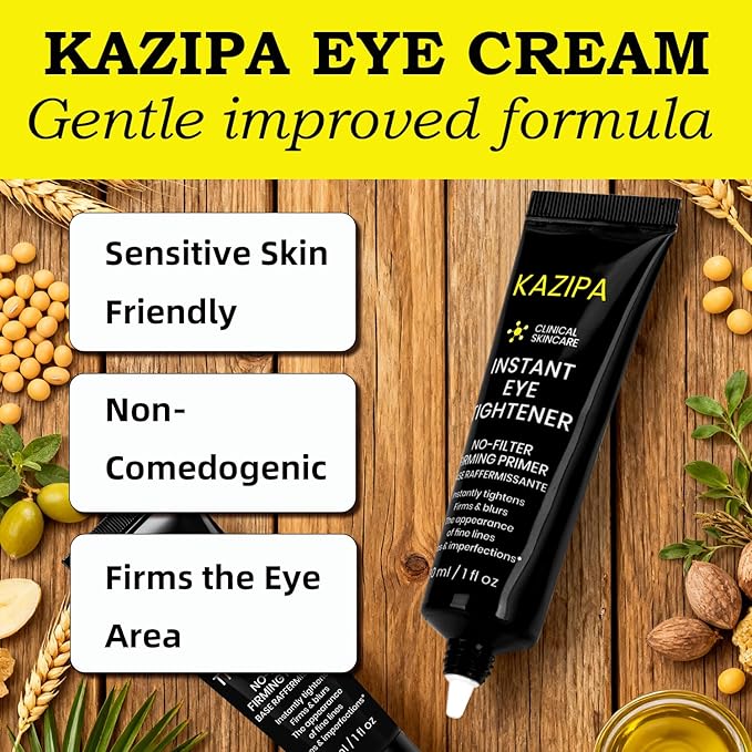 KAZIPA Instant Eye Tightener Cream, Temporary Under Eye Firming & Lifting Cream Anti Aging For Dark Circles,Wrinkles, Fine Lines, Undereye Bags Treatment And Puffiness Removal,1 Fl Oz