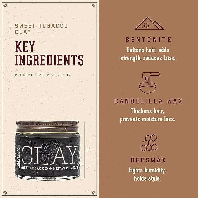 18.21 Man Made Hair Styling Product, 2oz. Original Sweet Tobacco Scent in Clay with Matte Finish