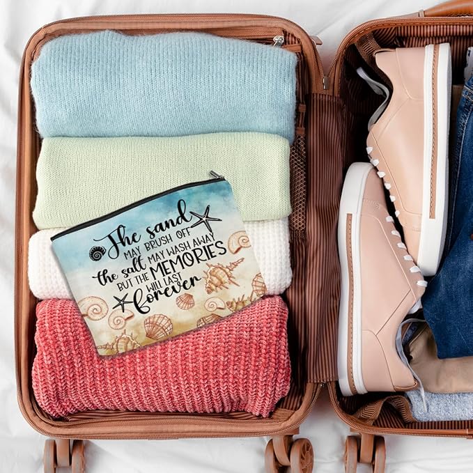 Funny Beach Gifts for Women Cosmetic Bag Travel Ocean Beach Vacation Essentials for Girls, Bestie, Mom, Summer Beaches Lover Makeup Bag Girls Trip Gifts Favors Stuff Birthday Christmas Graduation