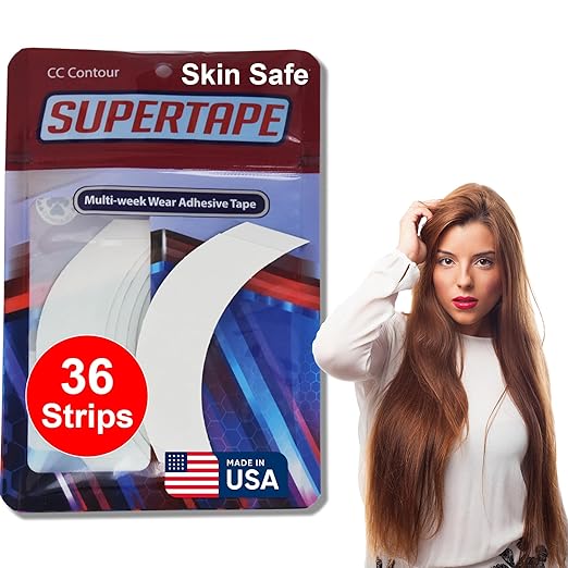 SUPERTAPE Contour CC Lace Tape for Wigs Waterproof, Double Sided Hair Tape, Lace Front Wig Tape Double Sided Ultra Strong Hold, Double Sided Hair Tape Adhesive for Hairpieces – 36 Contours