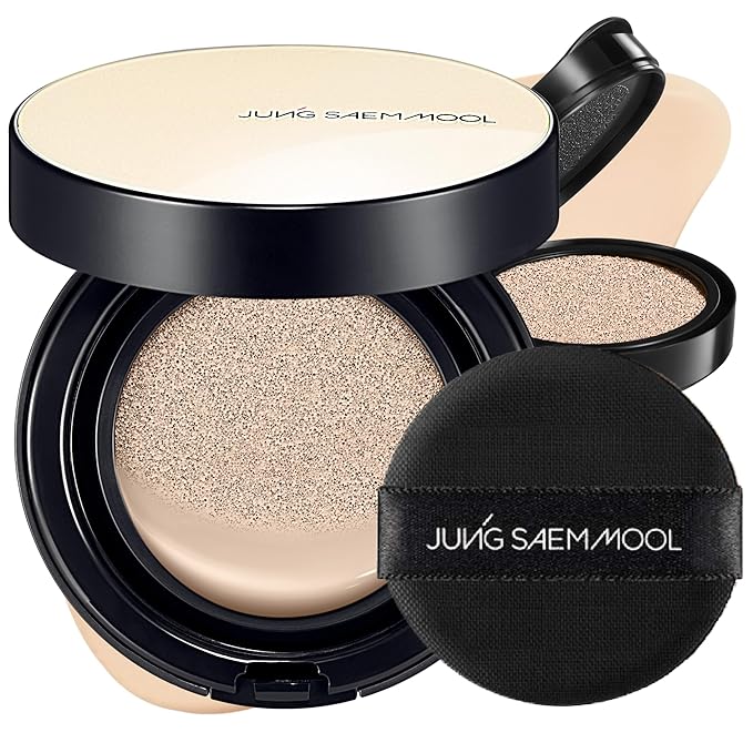 JUNG SAEM MOOL Essential Skin Nuder Cushion | Natural Finish, Buildable Coverage Cushion Foundation by Korean Makeup Artist (Refill Included, 0.98 Fl Oz, SPF 50), 17 Fair Pink
