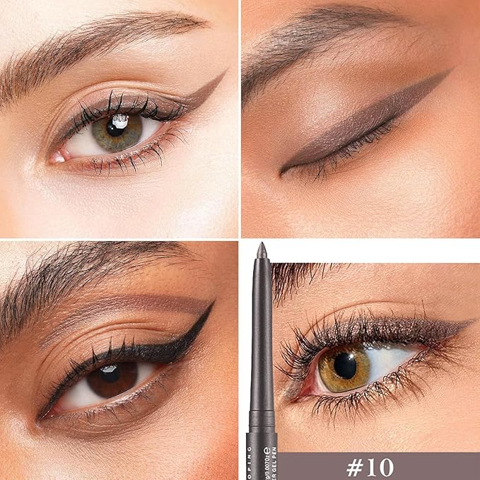Beginner-Approved Cream Eyeliner Set, Quick-Drying Smooth-Glide, 12 Versatile Shades Available, Waterproof Smudge-Proof, Safe for Sensitive Eyes 10#