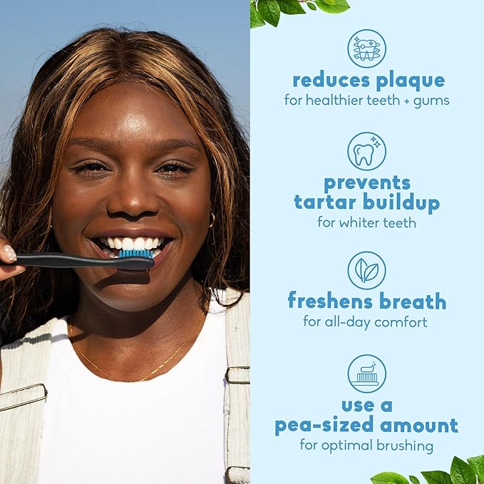 The Humble Co Fluoride-Free Teeth Whitening Toothpaste, Peppermint - Natural Whitening Toothpaste with Xylitol & Eco Certified Perlite for Adults - SLS Free Dental Oral Care & Hygiene - 2 Pack