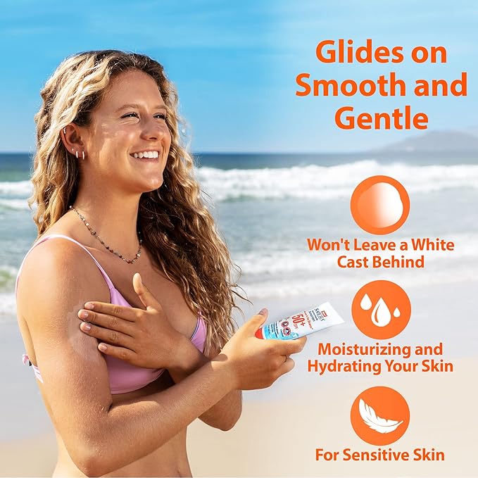 Safe Sea Jellyfish Sting-Blocking Sunscreen for Kids, SPF 50+ Lotion 4oz, Waterproof, Biodegradable, Coral Reef-Safe – Body and Face Sunscreen, Anti-Jellyfish and Sea-Lice sting protection.