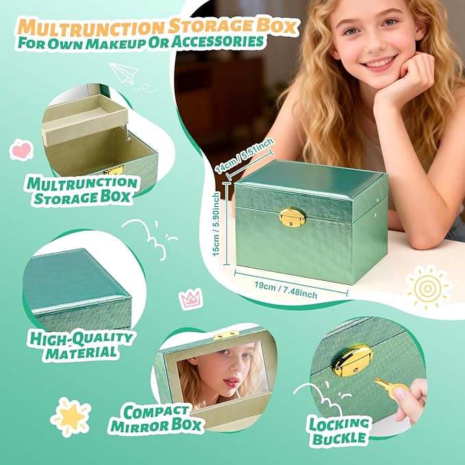Color Nymph All In One Girls Makeup Kits for Teen Girls Full Kit with Storage Box, Make up Set for Girl with Eyeshadow Blushes Contour Highlighter Lipgloss Lipliner Lip Balm Eyeliner and Mirror