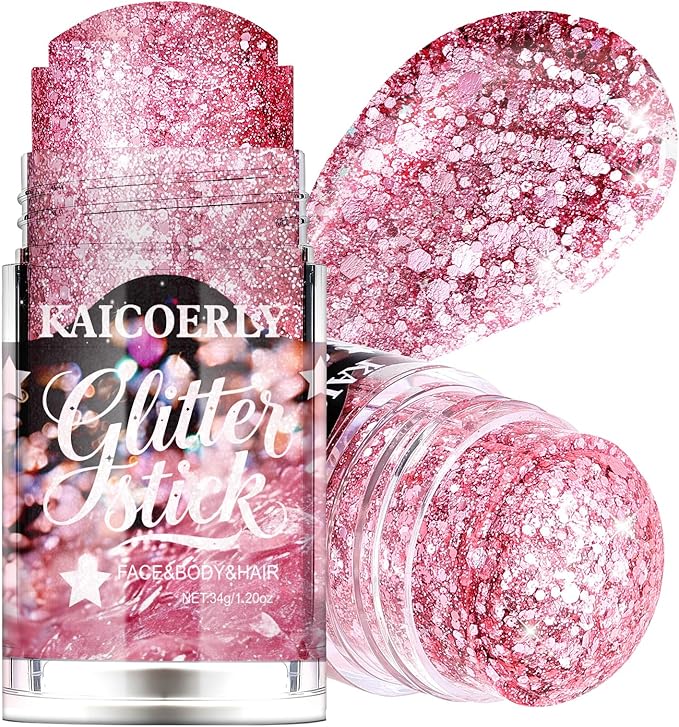 Pink Body Glitter Gel, Chunky Sequins Body Face Glitter Singer Concert Outfits for Face Body Hair, Chameleon Color Changing Glitter Gel for Party Mermaid Accessories Shimmer Makeup #4