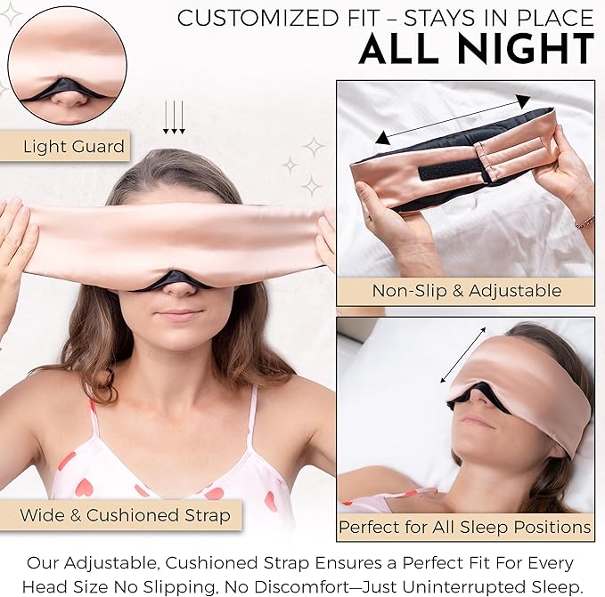 Mulberry Silk Eye Masks for Sleep (Rose Gold)