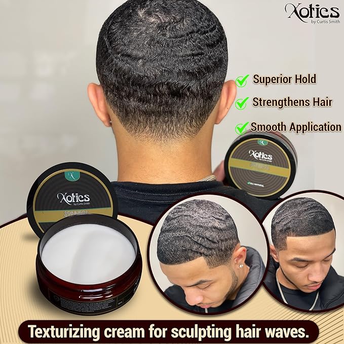 Xotics Spinners Wave Grease for Men & Women 4oz - All Natural, 100% Pure Organic Pomade 360 Waves Hair Cream Shea Butter Strong Hold Silky Shine