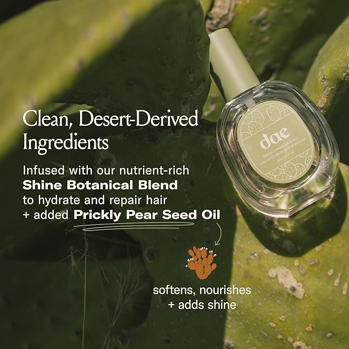 DAE Prickly Pear Hair Oil - Smooths Frizz, Hydrates, Prevents Breakage, Detangles, & Adds Shine (0.6 oz)