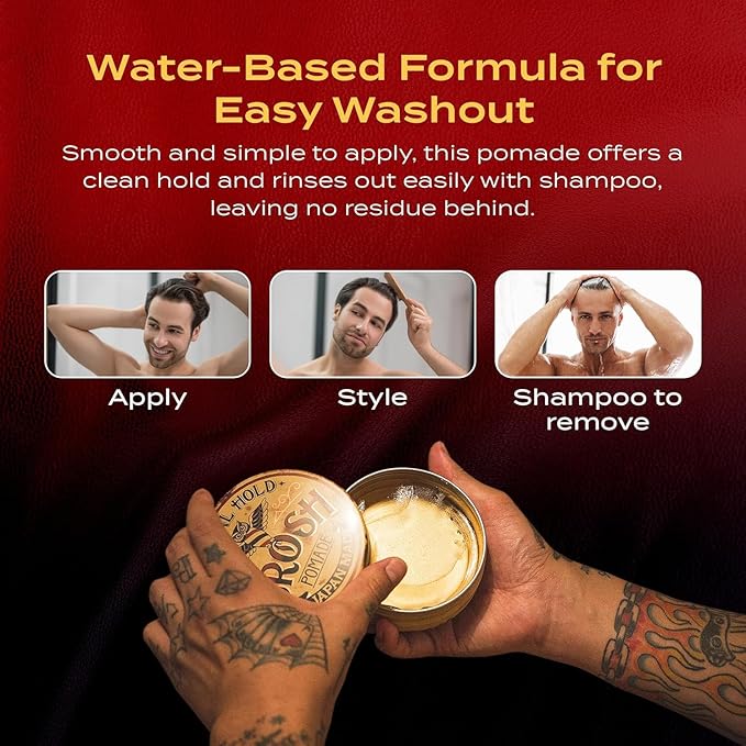BROSH Original Pomade with Strong Hold & Classic Shine, Lightweight Water-Based Hair Styling Cream for Men, 1.4 Oz Travel Size