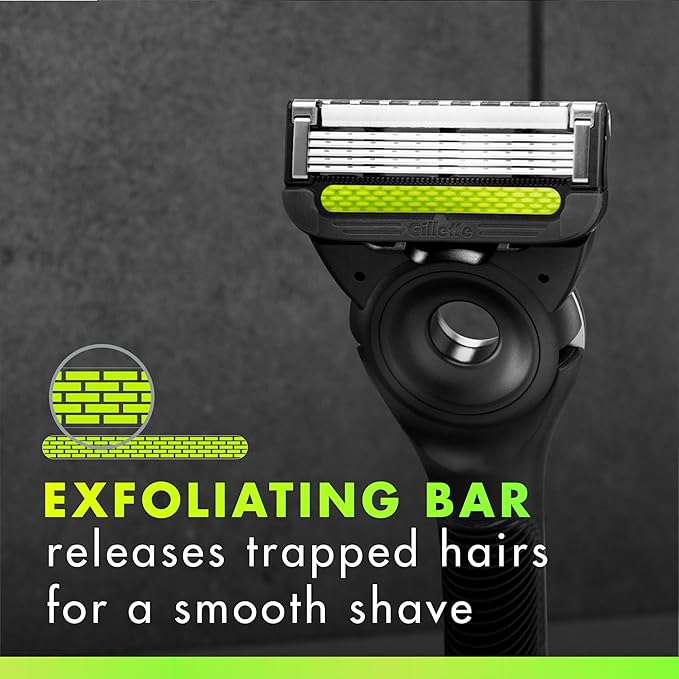 GilletteLabs with Exfoliating Bar by Gillette Razor for Men - 1 Handle, 4 Razor Blade Refills, Includes Premium Magnetic Stand
