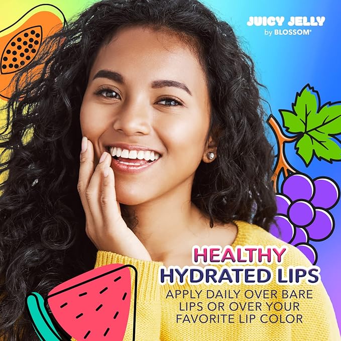 Blossom Scented Roll on Lip Gloss and Juicy Jelly Moisturizing Lip Care Nourishing Lip Oil, 2 Pack, Strawberry