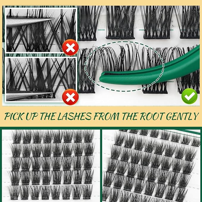 Lash Clusters 96pcs Individual Lashes Y11 D Curl 14mm Cluster Lashes KEYYOU Volume Wispy Lash Extension Soft&Comfortable Easy DIY at Home(Y11 D-14mm)