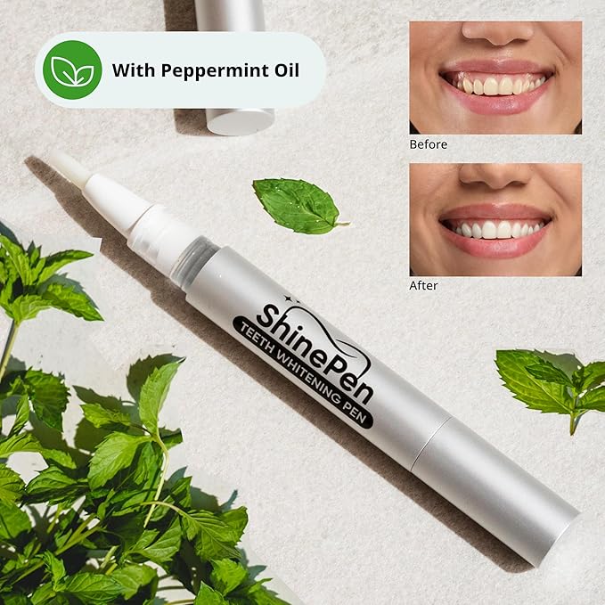 Swissker by Swissklip ShinePen Teeth Whitening Pen, Instant Results Whitening Pen, Enamel-Safe with Peppermint Flavor, Easy to Use, Made in USA