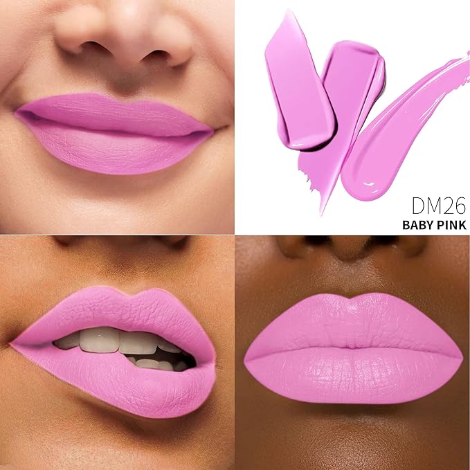 Depuplum 3Pc Matte Liquid Lipsticks for Women, Dark Brown Lipstick Red Lisptick Pink Lipstick, Cruelty Free Long Lasting Lip Makeup (DM15+DM05+DM26)
