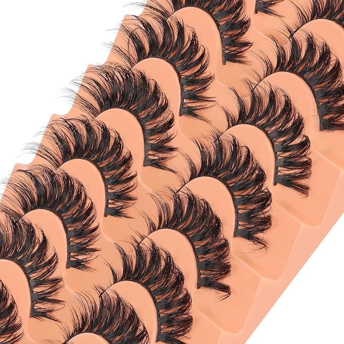 Veleasha Lashes D Curl Dramatic Lashes Fluffy Faux Mink Eyelashes V Shape Volume Eyelash Thick 11-18MM 3D Effect False Eyelashes (6D33)