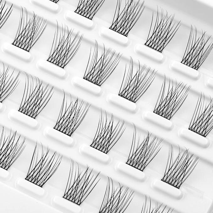 Lash Clusters, DIY Eyelash Extension, Reusable Individual Lashes, Natural Fluffy Wispy Individual Eyelash Clusters for Home Eyelash Extensions (Natural-12mm)