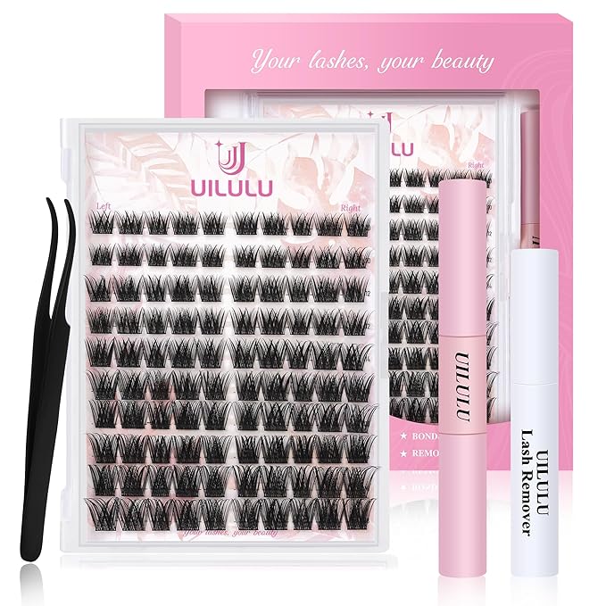 Lash Clusters Kit 10-18mm D Curl Clusters Eyelash Extensions Kit False Eyelash Clusters, DIY Lash Extension Kit with Lash Bond & Seal, Lash Glue Remover, Lash Tweezers