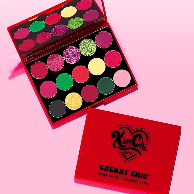 KimChiChic Beauty Cherry Chic Eyeshadow Palette - 12 Ultra Pigmented Shades, Shimmer, Matte & Glitter Finishes, Talc Free & Infused with Vitamin E, Cruelty Free, Sex Kitten, 0.68oz