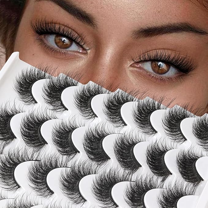 Losha Lashes Fluffy Cat Eye Lashes 14 Pairs 3D False Eyelashes Soft Crossed Eye Lashes Pack Comfortable Fake Eyelashes(614)