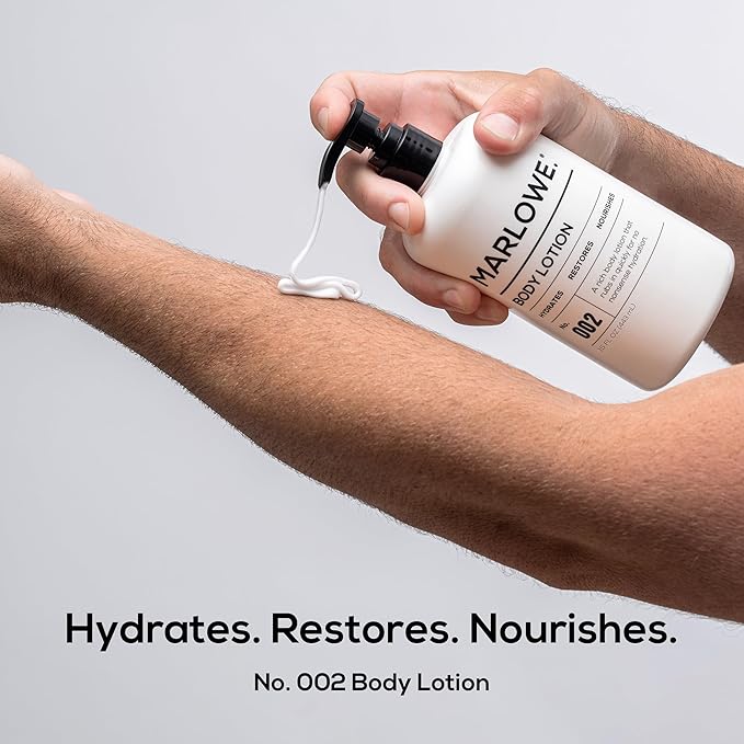 MARLOWE. No. 002 Body Lotion 15 oz Pump, Original, Revitalizing Dry Skin Lotion with Aloe Vera & Amino Acids, Hydrates & Nourishes, Lightly Scented