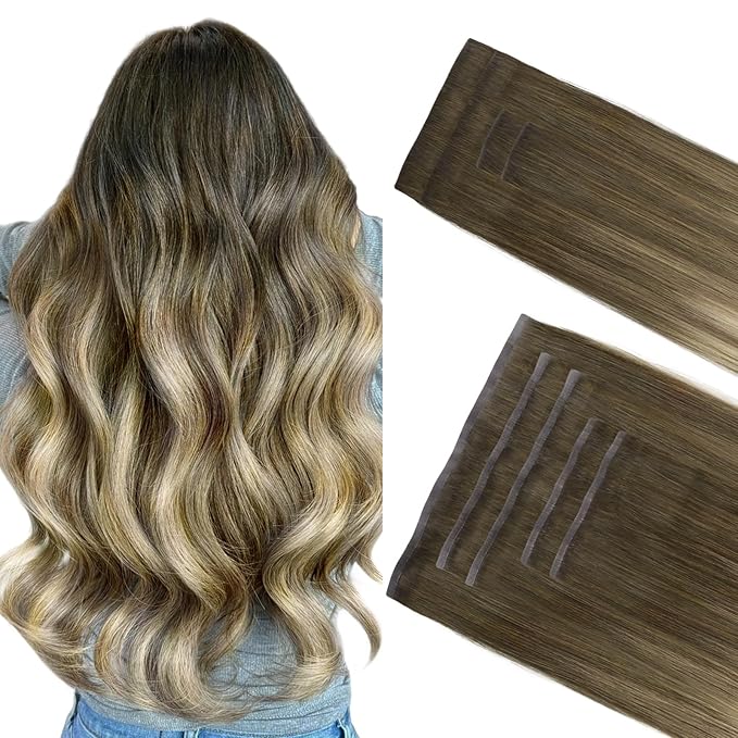 GOO GOO Invisi Edge Clip in Hair Extensions Set, 24inch 220g, 4pcs Injected Seamless PU Clip ins and 5pcs Classical PU Clip insn Real Human Hair, #(T3/8) P(T3/613)