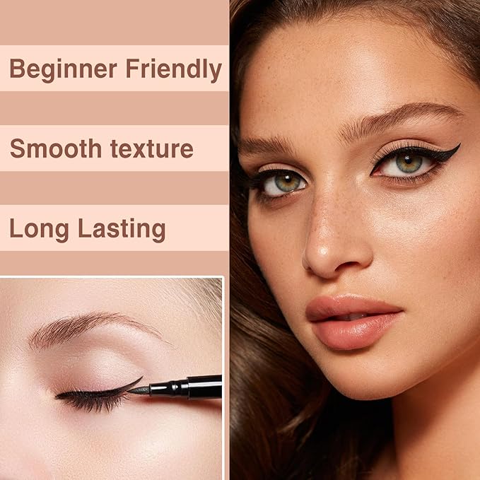 12 Pieces Matte Black Liquid Eyeliner Set, Waterproof Eyeliner with Ultra-Fine Tip, Quicky Dry, Smudge-proof, Uniform and smooth, Vegan Formula for Sensitive Eyes