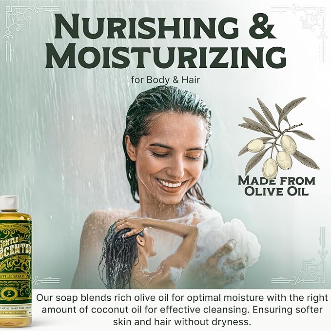 Carolina Unscented Bulk Castile Soap Liquid – Organic Body Wash With High Olive Oil Content – Bulk Size Castile Liquid Soap EWG Verified 5 Gallon