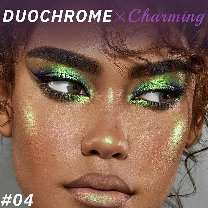 Noerrors Liquid Chameleon Eyeshadow,Metallic Green Multichrome Color Shifting Eyeshadows,Multi-Dimensional Eye Looks,Rich Color Long-lasting Holographic Glitter Makeup,Eye Topper for Party & Holiday