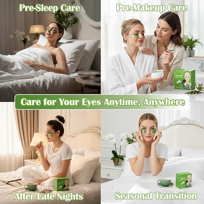 Belluxe 2 Pack Seaweed Eye Mask – 60 Pairs, 120pcs | Hydrating & Soothing Under Eye Patches for Dark Circles & Puffiness, Refreshing Under Eye Mask for Tired Skin