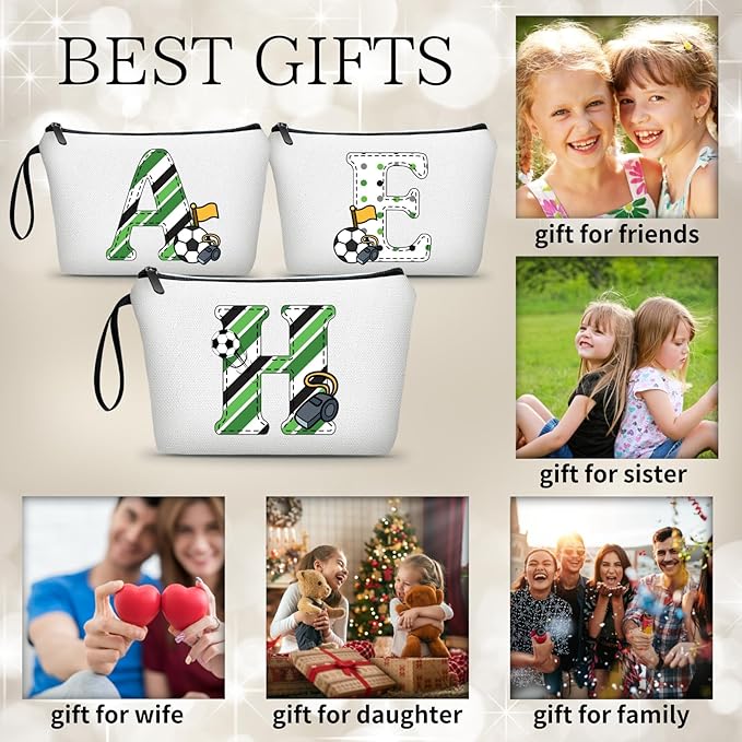 ARIOSEY Soccer Gifts Personalized Soccer Ball Cosmetic Bag for Purse Birthday Inspirational Gifts for Girls Women Team Coach Mom Stuff Travel Organizer-H
