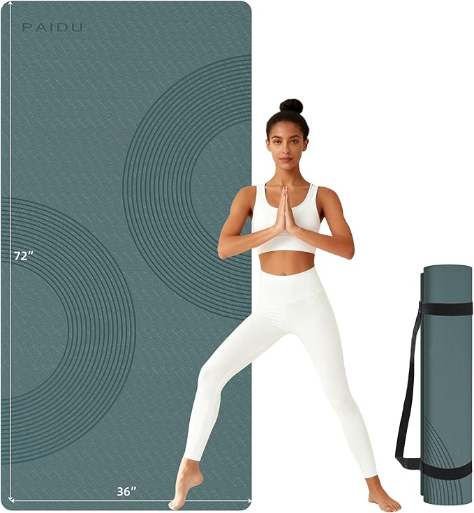 Large Yoga Mat, 72" x 36" x 2/5"（10MM） Thick Non-Slip Exercise Mat, SGS-Certified POE Material, Ideal for Home Gym, Yoga, Pilates, Fitness Workouts & Floor Mat